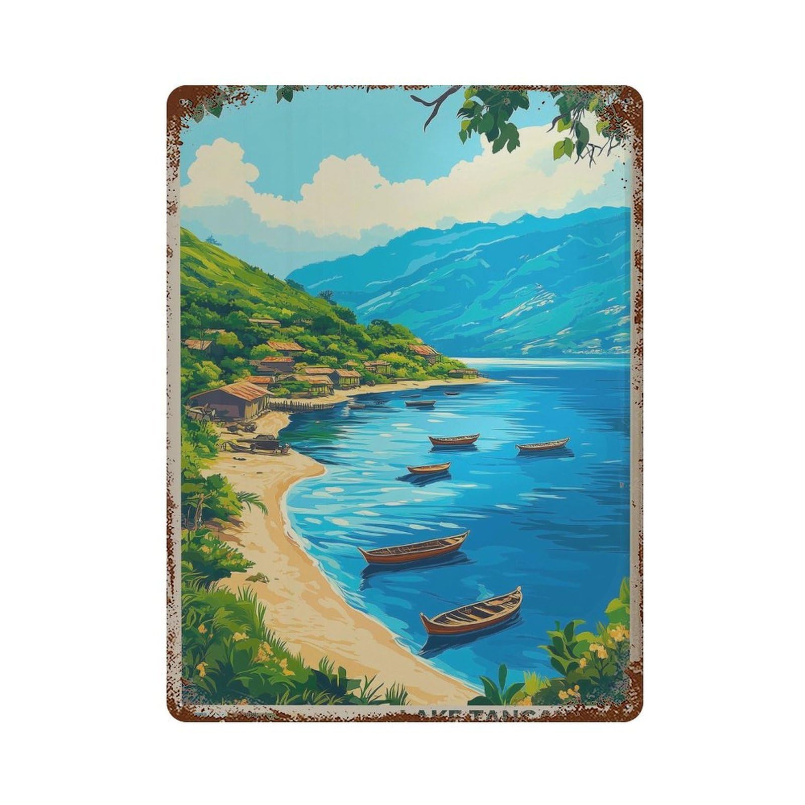 xiaoxiaoshen Lake Tanganyika Burundi Travel Africa Wall Decor Art Metal Tin Poster Modern Home Decor Art Home Bar Shop Decorations Vintage Sign 40x30cm