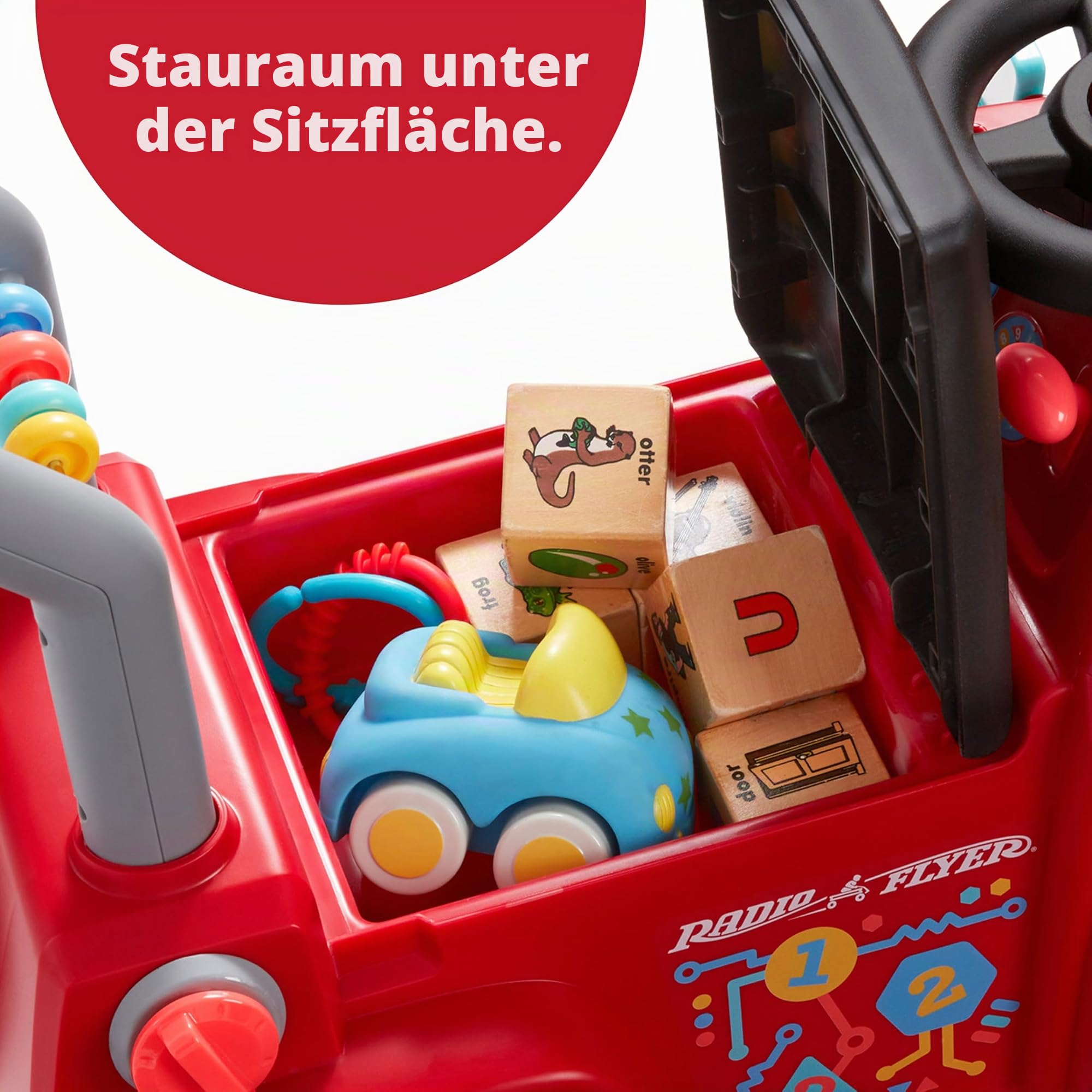 Radio Flyer Tinker Truck mit Lichtern und Geräuschen, Rutschspielzeug, Mitfahrspielzeug für Kleinkinder, für Kinder von 1–3 Jahren, Rot