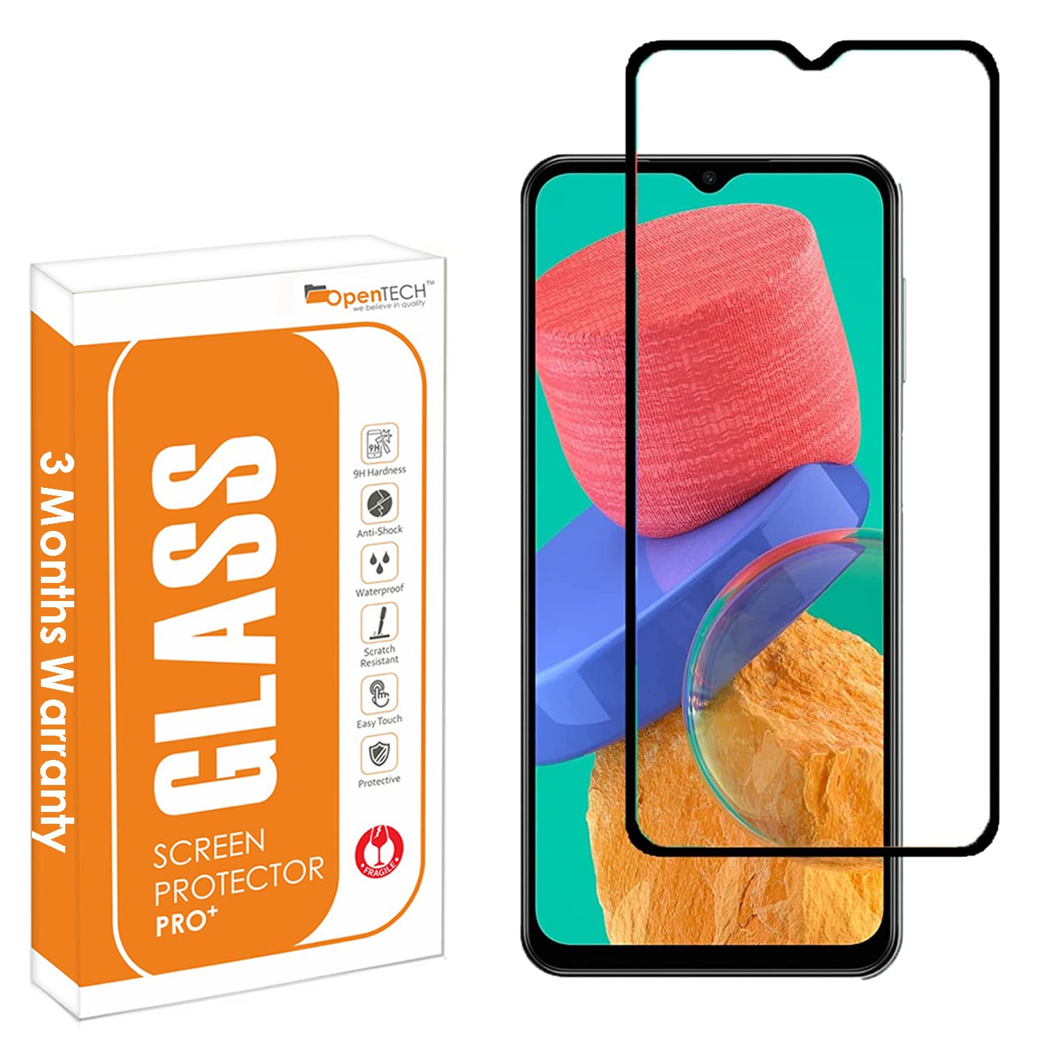 OpenTech® Military-Grade Tempered Glass Screen Protector Compatible for Samsung Galaxy M14 5G / Samsung Galaxy F14 5G / Samsung Galaxy A14 5G / A14 with Edge to Edge Coverage and Easy Installation kit