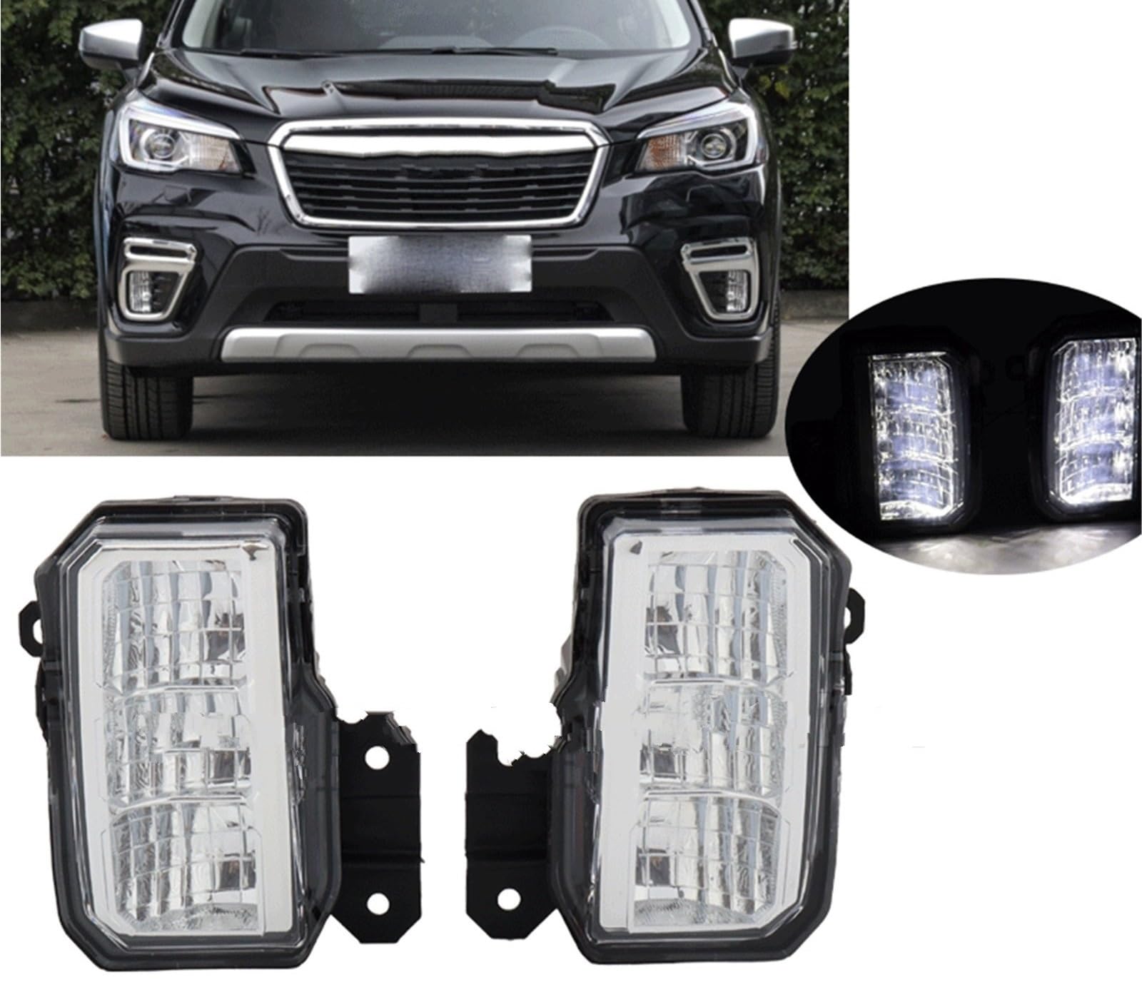 Światła przeciwmgielne LED do jazdy dziennej Subaru Forester SK 2019-2021, wbudowane światła do jazdy dziennej w zderzaku.