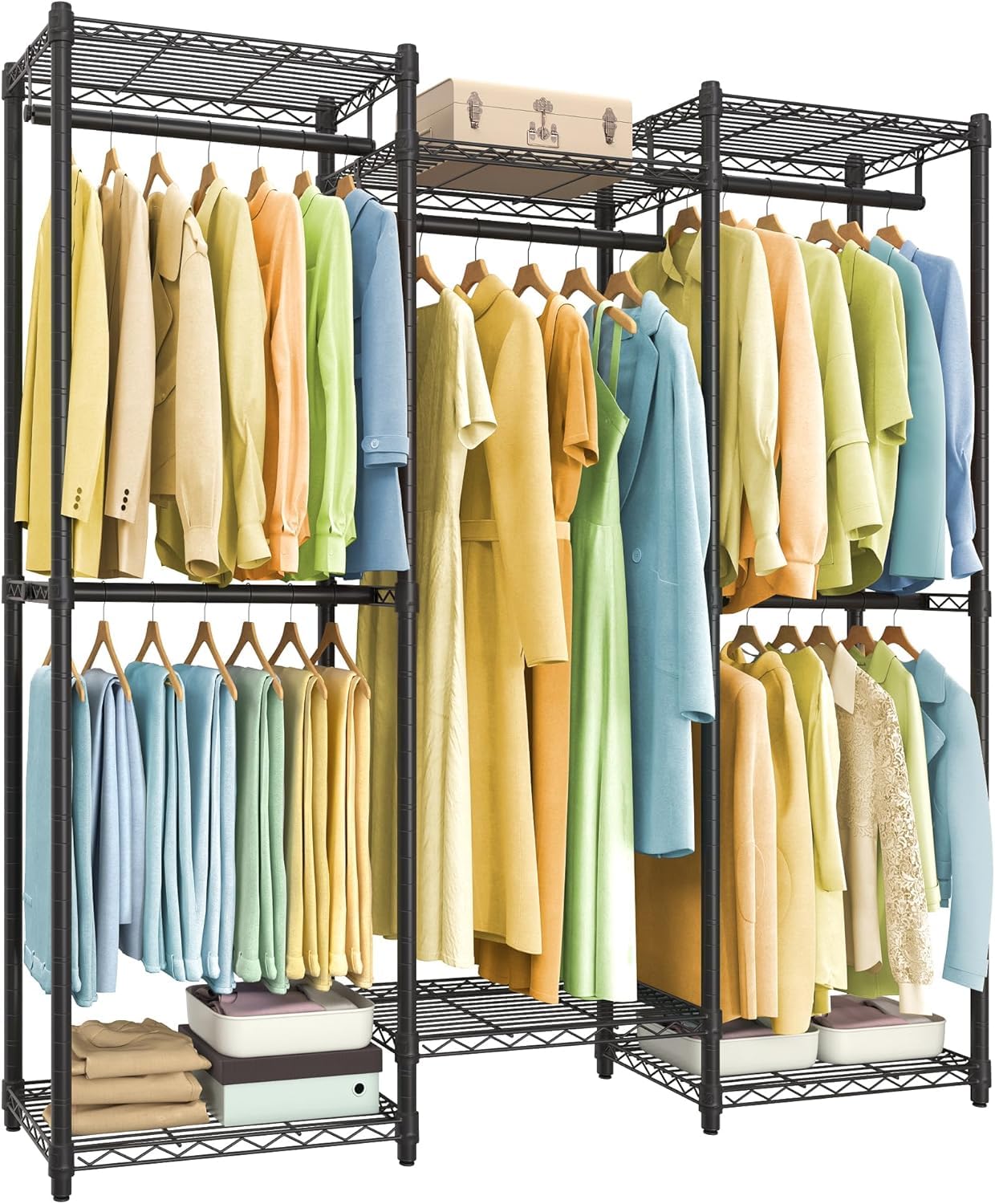 業務用 洋服棚 Amazon｜ハンガーラック 頑丈 大容量洋服かけスタンド 耐荷重190kg 幅