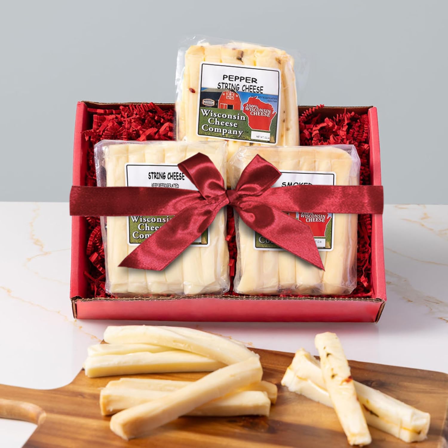 Wisconsin Cheese Company - 100% Wisconsin String Cheese Gift Box - Original, Jalapeno & Smoked String | Perfect for Parties, Charcuterie Boards, and Holiday Gifts