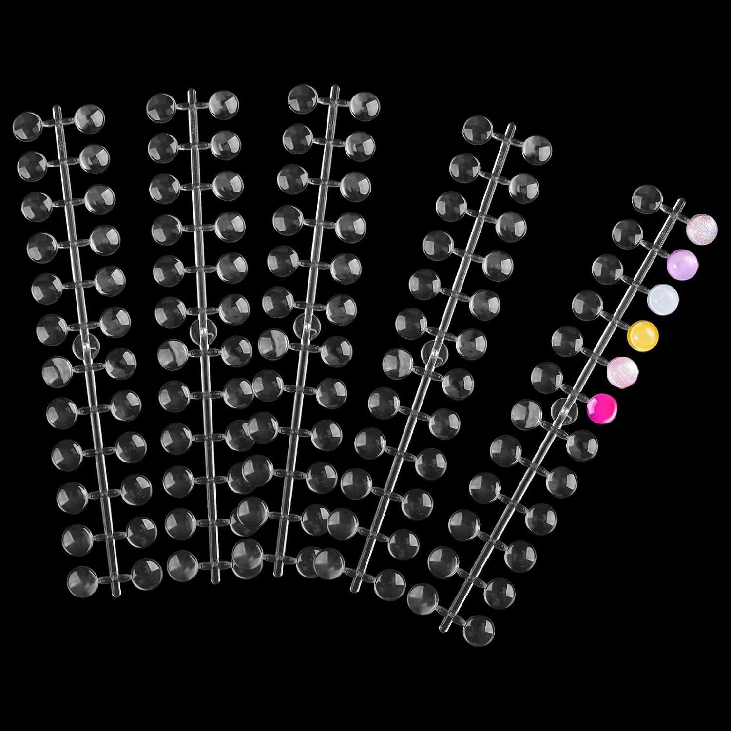 240 Stück Runde Künstliche Nagelspitzen Mit Aufklebern – Transparente Farbdisplay-Tipps Für Nagellack-Training & Vorführung