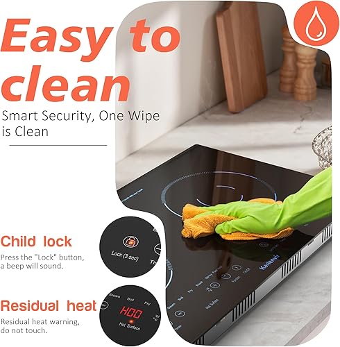 Miniatura 5 de 2 Burner Electric Cooktop 110v, 24 Inch Electric Stove Countertop & Built-in, Plug-in Electrics Cooktop, 8 Power Levels & 8 Functions, Touch