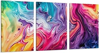 3 Panel Framed Canvas Wall Art - Modern Colorful Rock Print Paintings for Bedroom, Living Room, Bathroom - 12x18inch Each, 3 Piece Set Gallery Wrapped Canvas Ready to Hang Home Decor