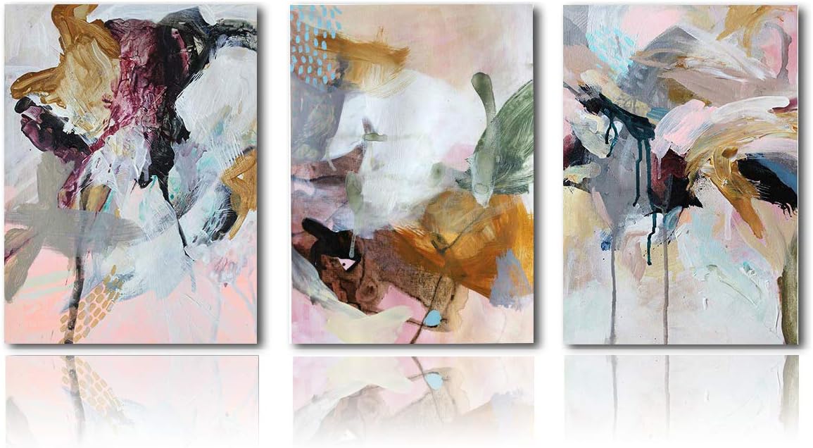 Meigan Art Canvas Prints Wall Art Abstract Painting Prints Wall Decor Contemporary Painting Modern Artwork Pictures Framed Ready to Hang (16X24InchX3)