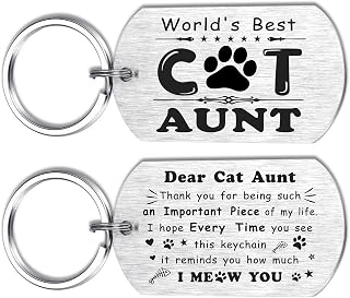 Alotozo Gifts from Cat for Aunt - World’s Best Cat Aunt Keychain - Valentine's Day, Birthday Gifts for Cats Lover Auntie