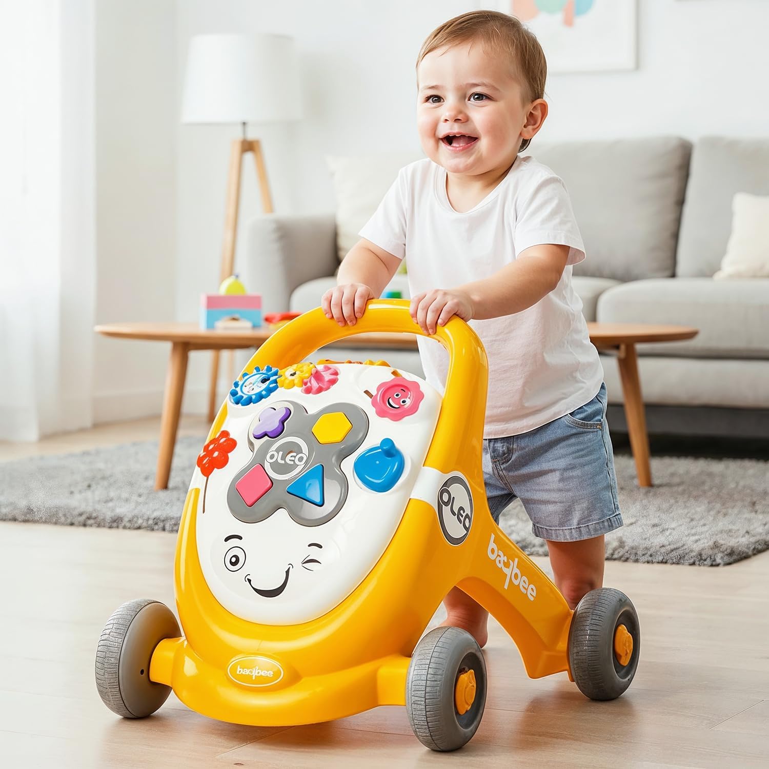Baybee Oleo Baby Walker for 6–18 Months | Activity Push Walker Baby with Music & LED Lights | Stable Wheels, Easy Grip Handle | Educational Baby Walker for 0–2 Years Boys & Girls (Yellow)-image-26