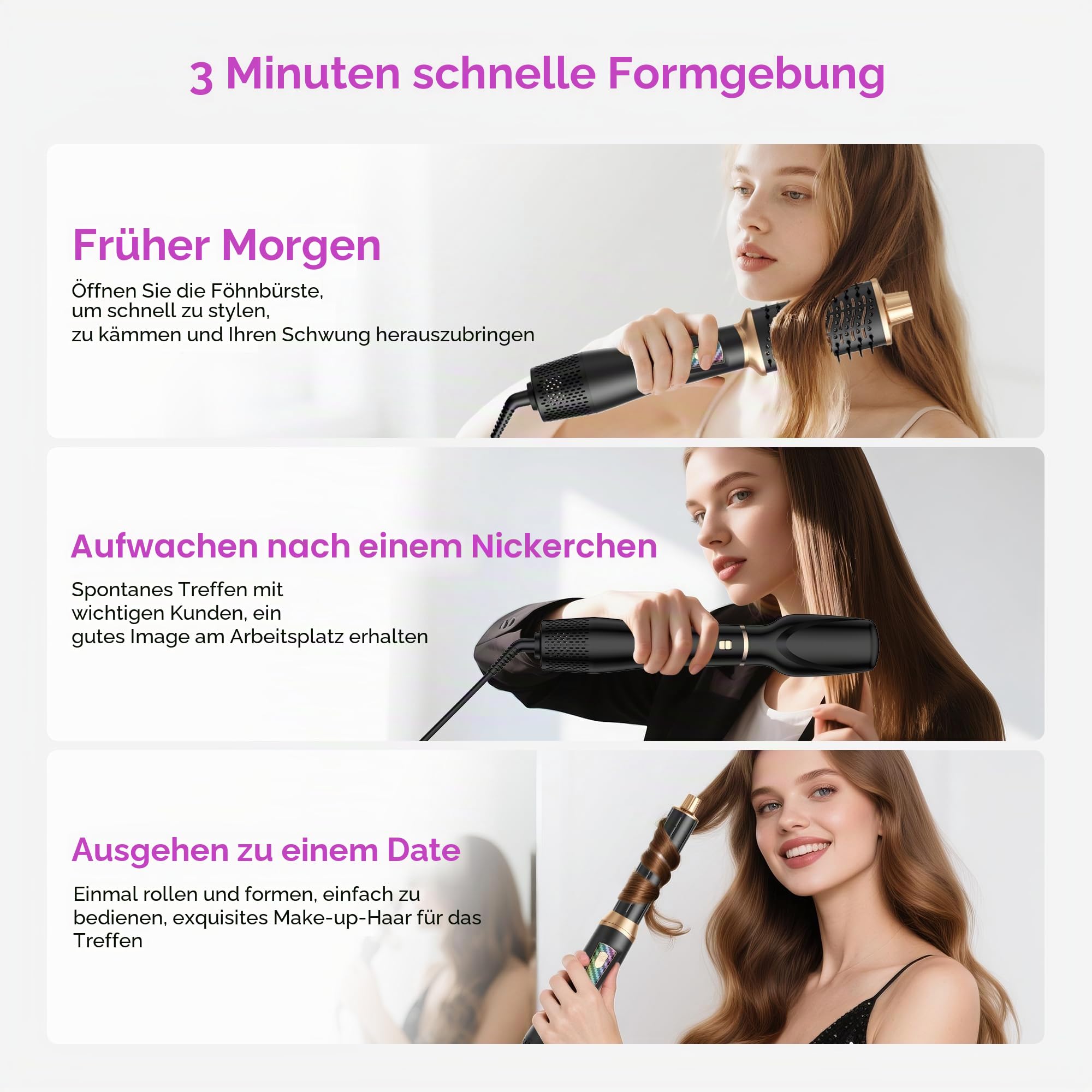 UKLISS Airstyler 5 in 1 Hairstyler Set, Pro Föhnbürste Set, Ionen Haartrockner Haarstyler mit 32mm Auto-Lockenstab Wrap | für Volumen, Trocknen, Glätten & Locken für Alle Haartypen