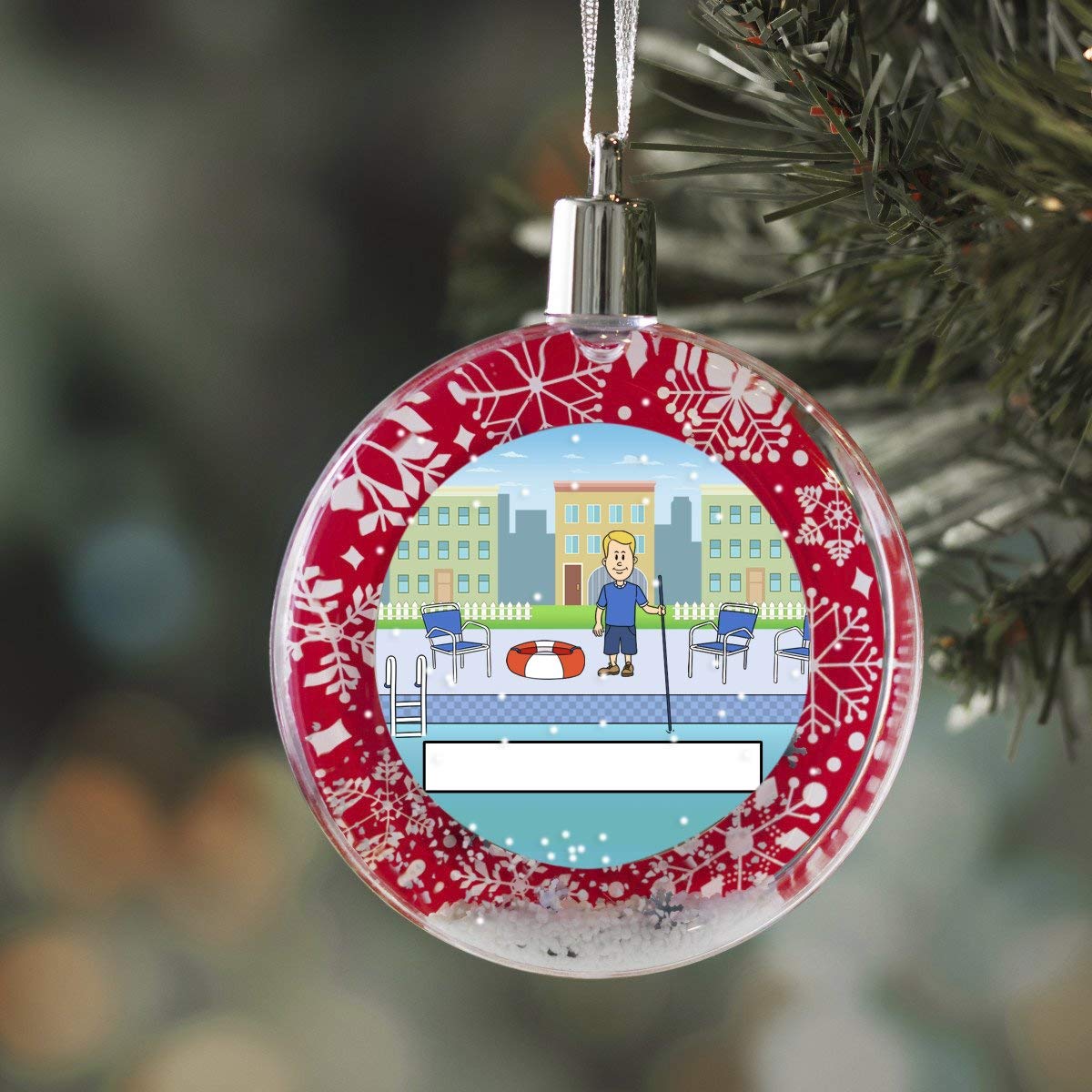 PrintedPerfection.com Personalized StoryLine Cartoon Caricature Snow Globe Christmas Ornament: Auto Mechanic - Female