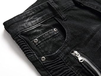 AITITIA Men's Regular Fit Biker Jeans