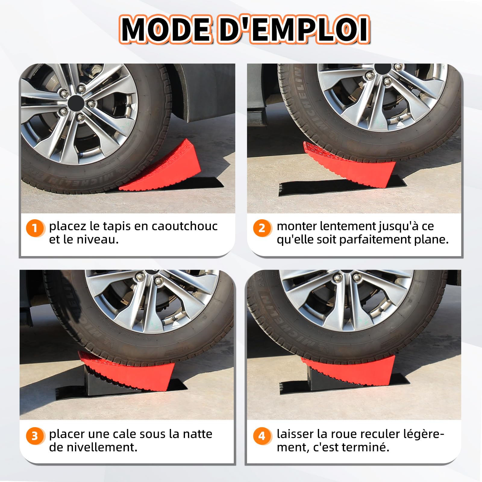 OULEME Cales pour Camping-Car [Jeu de 2], Cales de nivellement en Plastique, pour Les Voitures, Les caravanes et Les remorques[<15,8t] (Rouge)