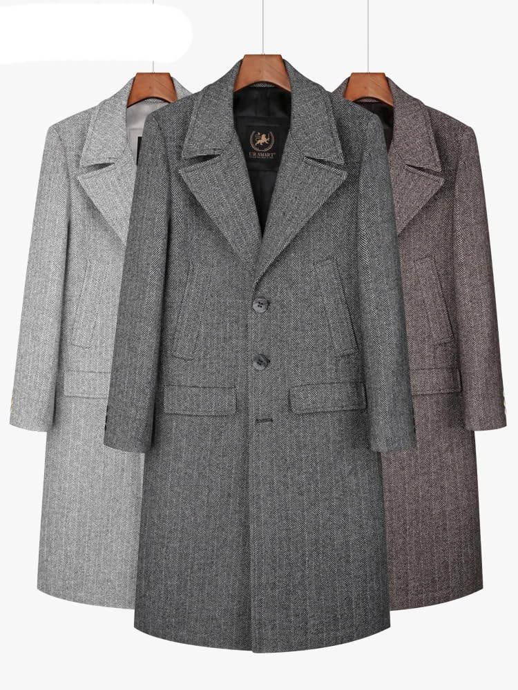Classico Cappotto Di Lana A Spina Di Pesce Singolo Petto Addensato E Staccabile Piumino Casual Cappotto Di Lana Uomini