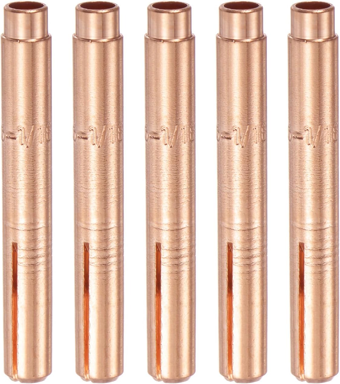 HARFINGTON 5pcs 13N24L TIG Welding Collet 1/8" (3.2mm) Copper Tungsten Electrode Collet Tips for WP9 20 25 TIG Welding Torch Series