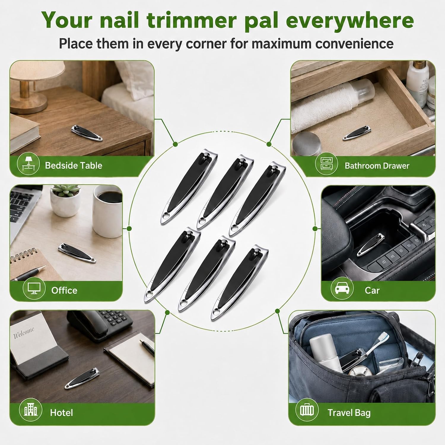 90PCS Nail Clippers Bulk for Men Women Individually Wrapped Stainless Steel Fingernail Toenail Clippers Nail Trimmer with Keychain Hole for Home Hotel Travel Donation Shelter Gifts Homeless Supplies