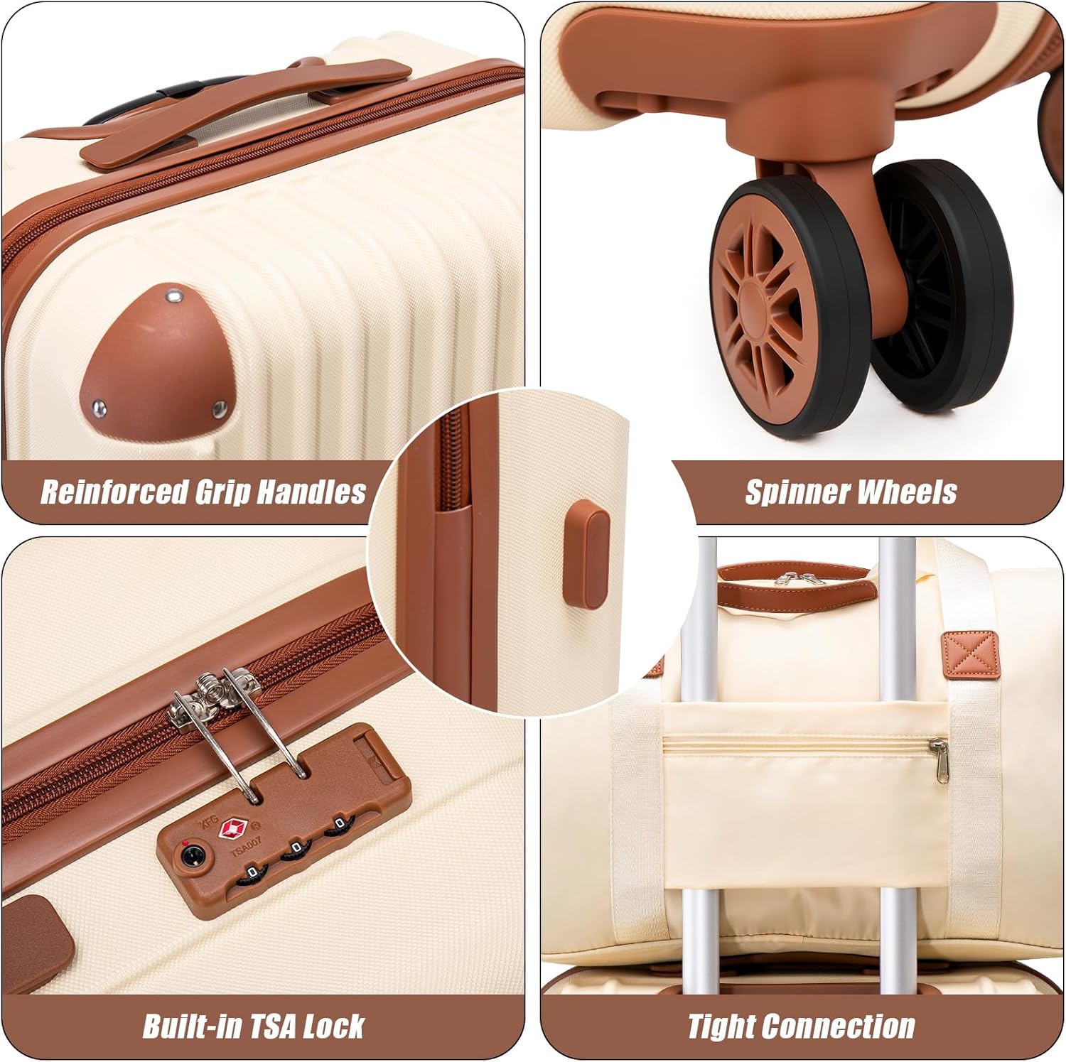 Luggage Sets 5 Piece Suitcases with Wheels, Suitcase Set ABS Hard Case Luggage with TSA Lock Spinner Wheels Durable Travel Luggage - Image 3