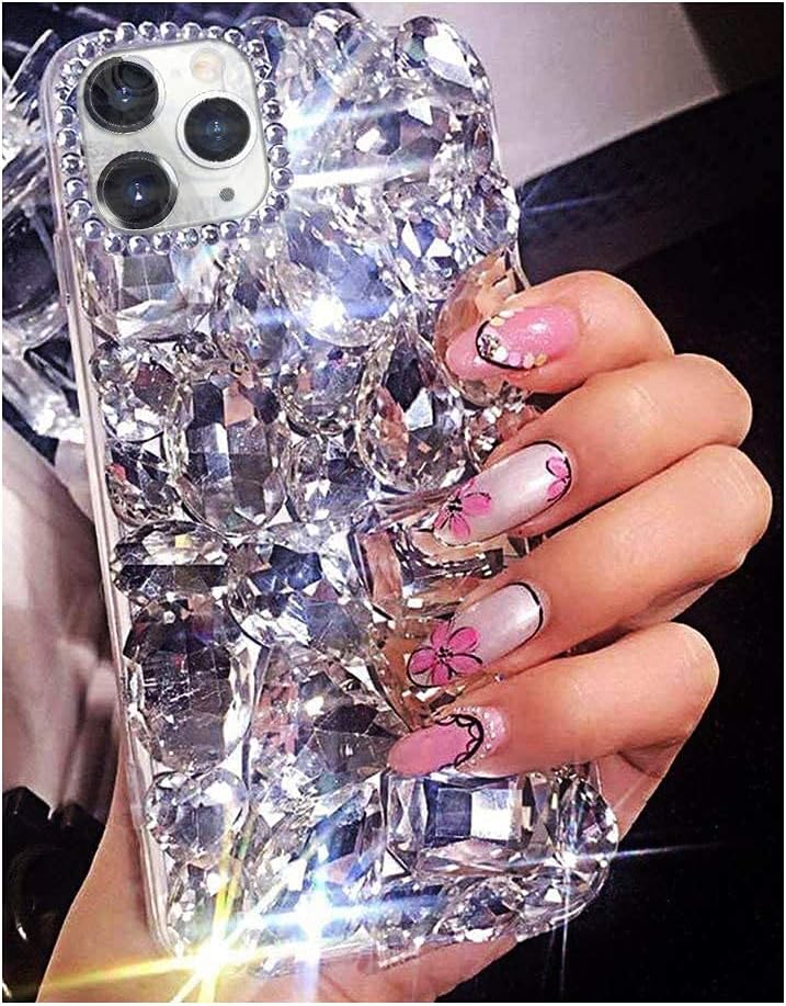 Bonitec for iPhone 11 Pro Max Case 3D Glitter Sparkle Bling Case Luxury Shiny Crystal Rhinestone Diamond Bumper Clear Gems Protective Case Cover