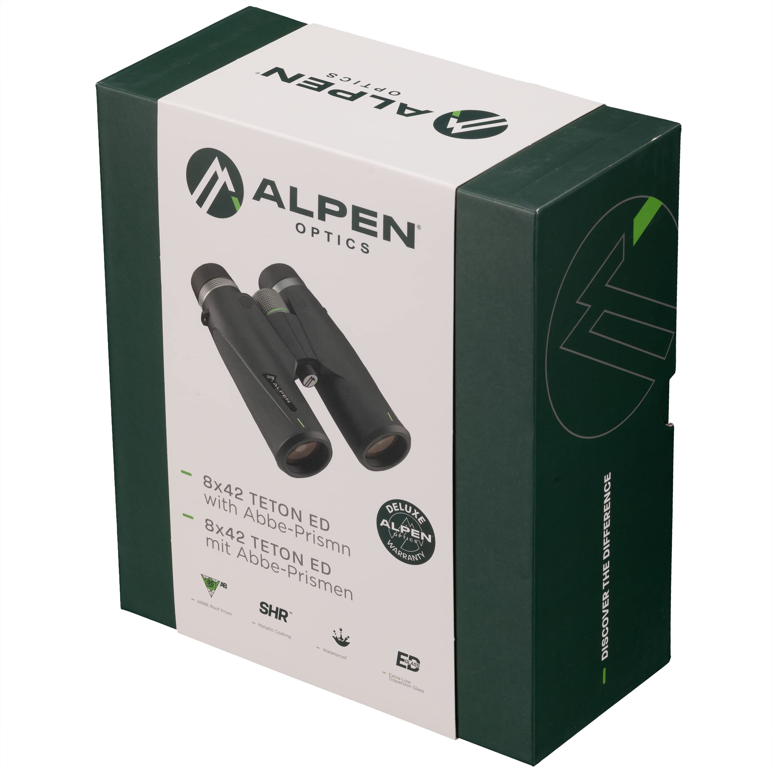 Alpen Optics Teton Binocolo da caccia 8x42 impermeabile con vetro ED | Corpo leggero in magnesio, adatto a chi porta occhiali, trattamento multistrato completo, prismi Abbe, azoto