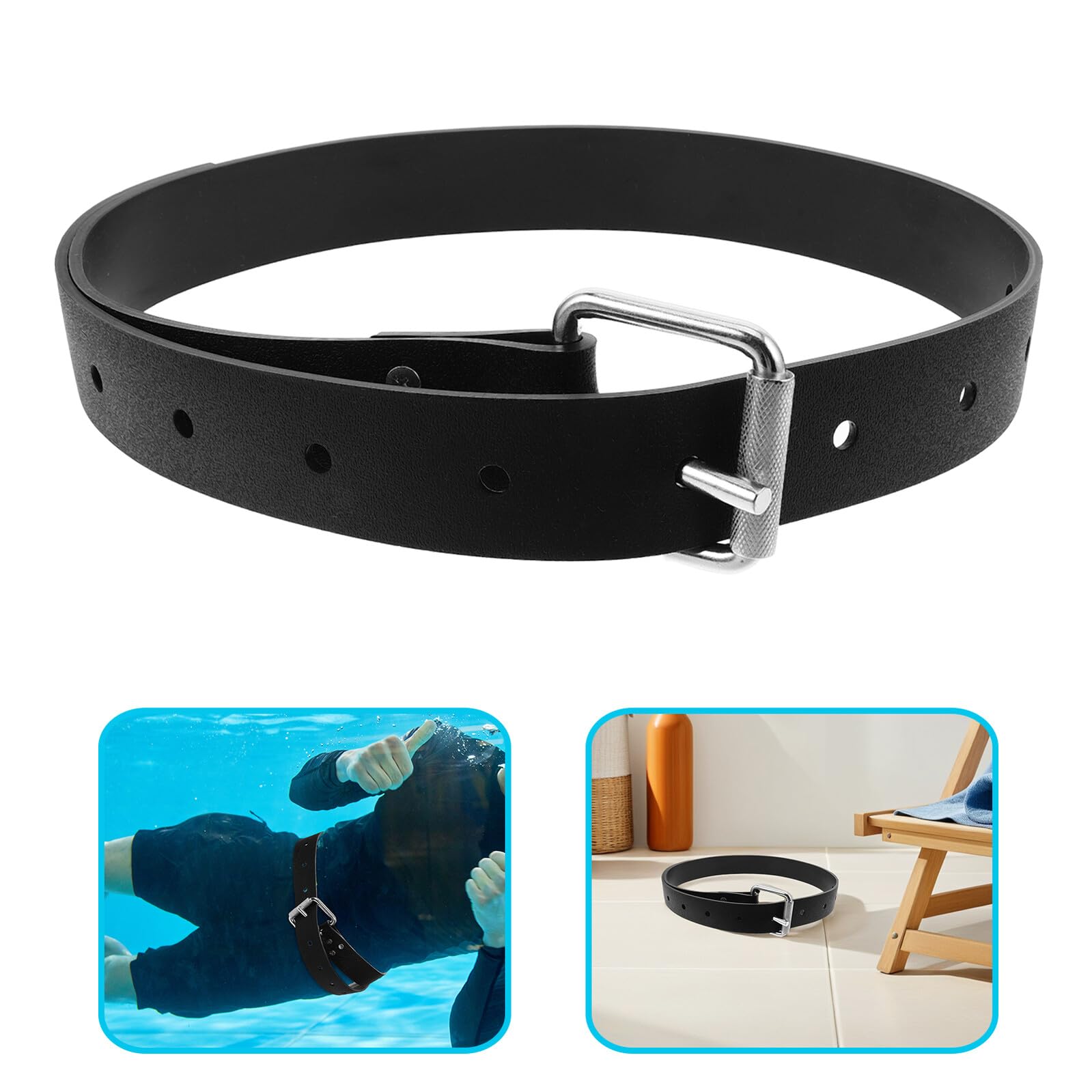 Ceinture de Poids Plongée Noire avec Boucle INOX Ceinture de Chasse sous-Marine Confort Ergonomique et Répartition Optimisée