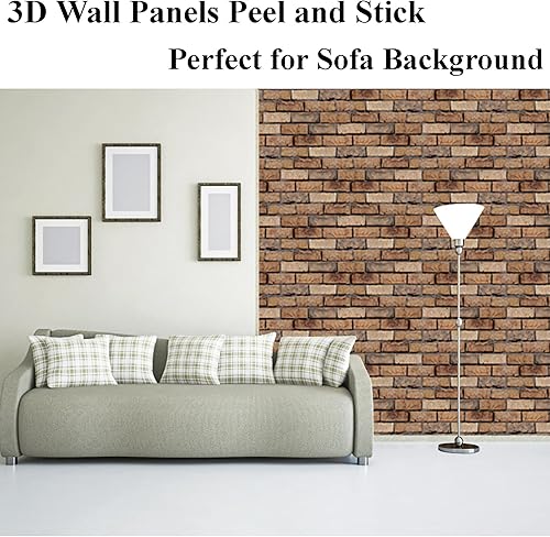 Miniatura 8 de Paneles de pared 3D para despegar y pegar, papel tapiz de ladrillo 3D para despegar y pegar, decoración de pared interior, paquete de 10 paneles de