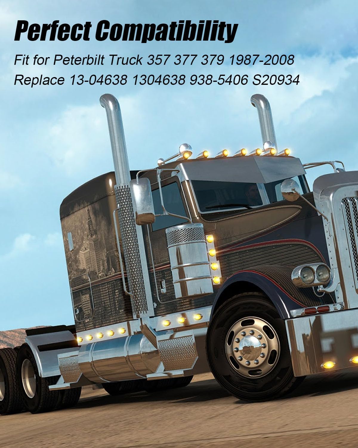 2 Pcs 13-04638 Hood Springs Fit for Peterbilt 357 377 379 Truck 1987-2008 Replace 938-5406 S20934 1304638, Black