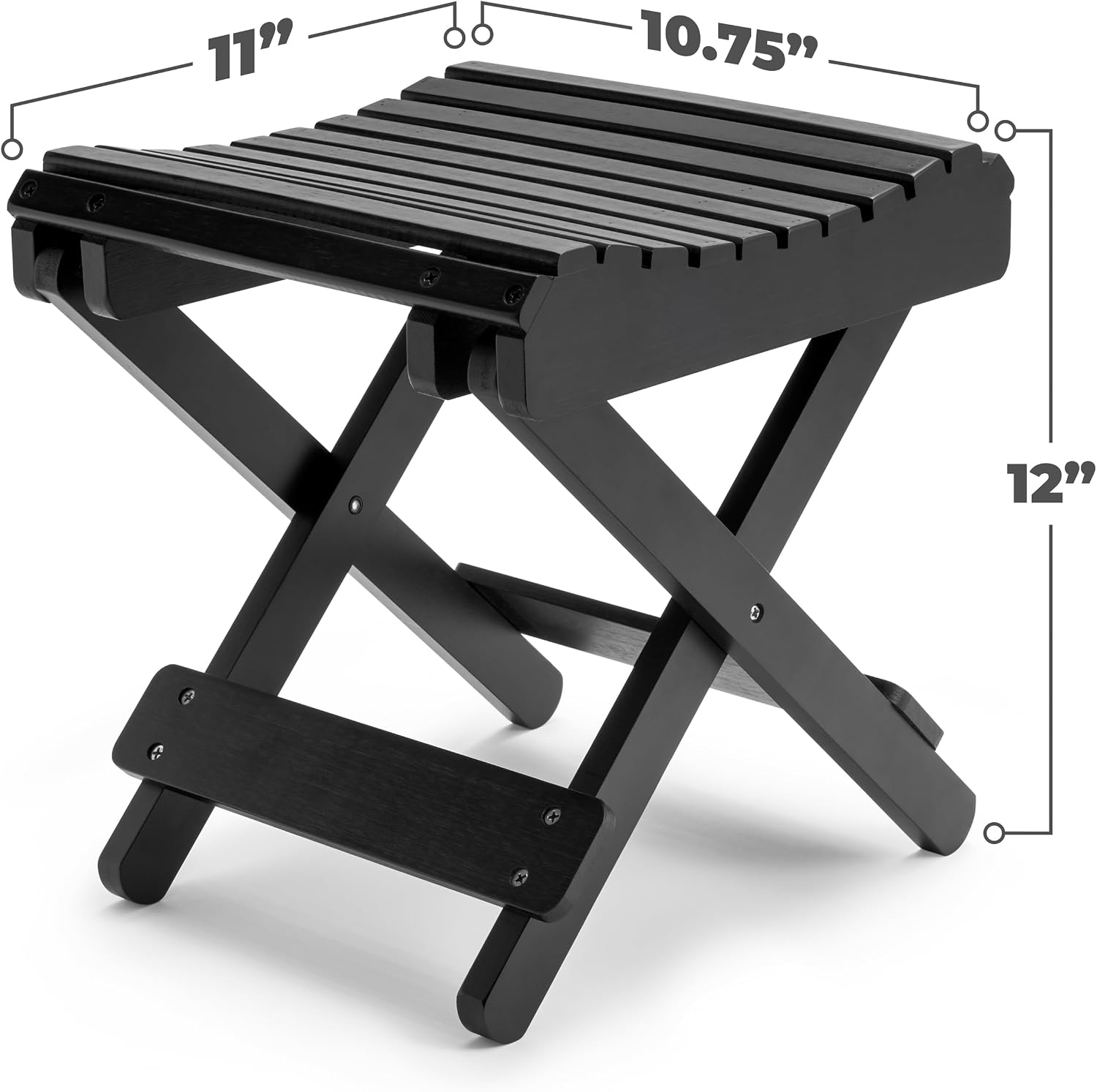 Sorbus Foldable Shower Stool – Bamboo Foot Rest & Shaving Stool for Inside Shower – Portable Step Stool, Folding Shower Bench, Wooden Sauna Chair, Bathtub Foot Rest – 11" x 10.75" x 12" (Black)