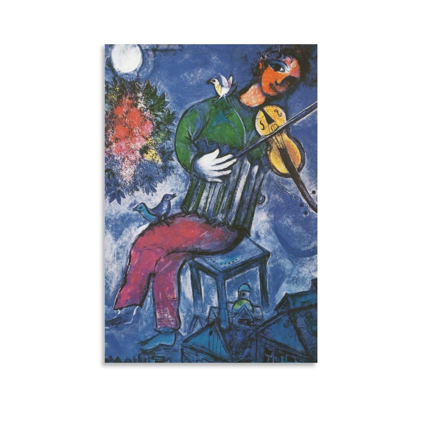 Le violoniste bleu Chagall impression sur toile salon déco moderne 60x90cm - 8
