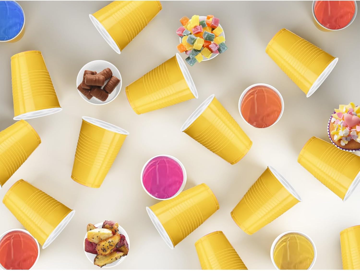 120 pcs 16 oz Yellow plastic cups Thanksgiving plastic Disposable cups Yellow Party Cups for drinking Tastings served Snacks Barbecues Picnics - Image 3
