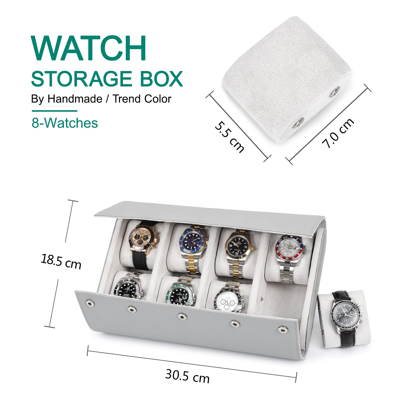 Custodia Viaggio Per Orologi Hiram - 3 Posti, Vera Pelle Crazy Horse, Portatile - Foto 3