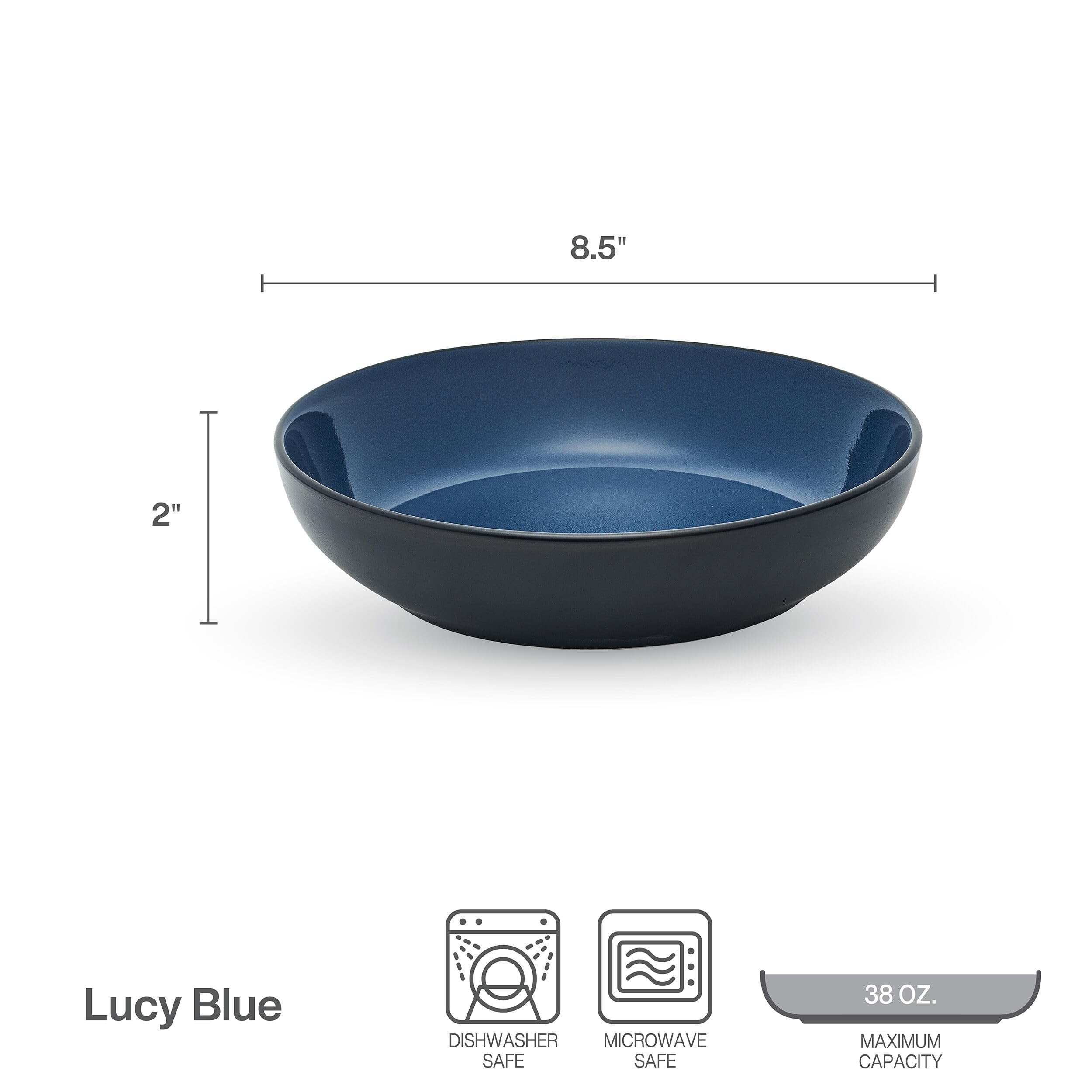 Pfaltzgraff Lucy - Juego de 4 cuencos para pasta, 8.5 pulgadas, color azul