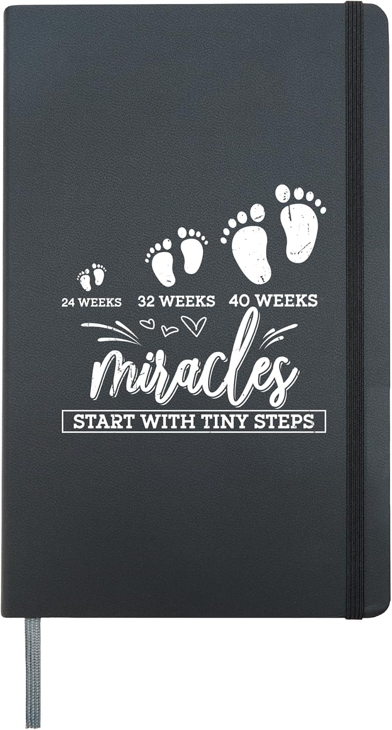 Miracles Start with Small Steps Baby Feet Nurse Hardcover Journal, Black