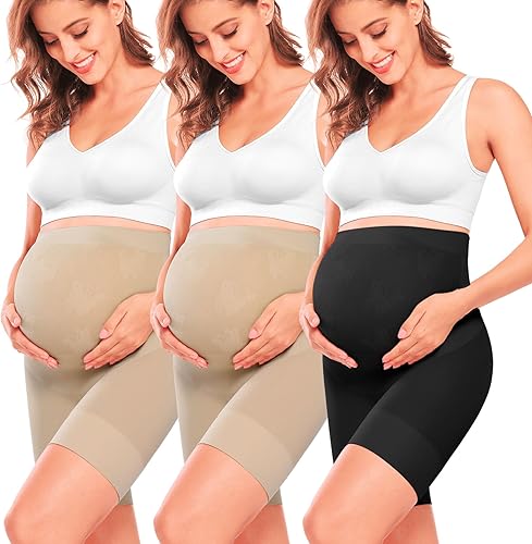 Ropa moldeadora de maternidad de alta calidad "Baby Bump", ropa interior de embarazo de cintura alta a medio muslo que evita rozaduras, soporte