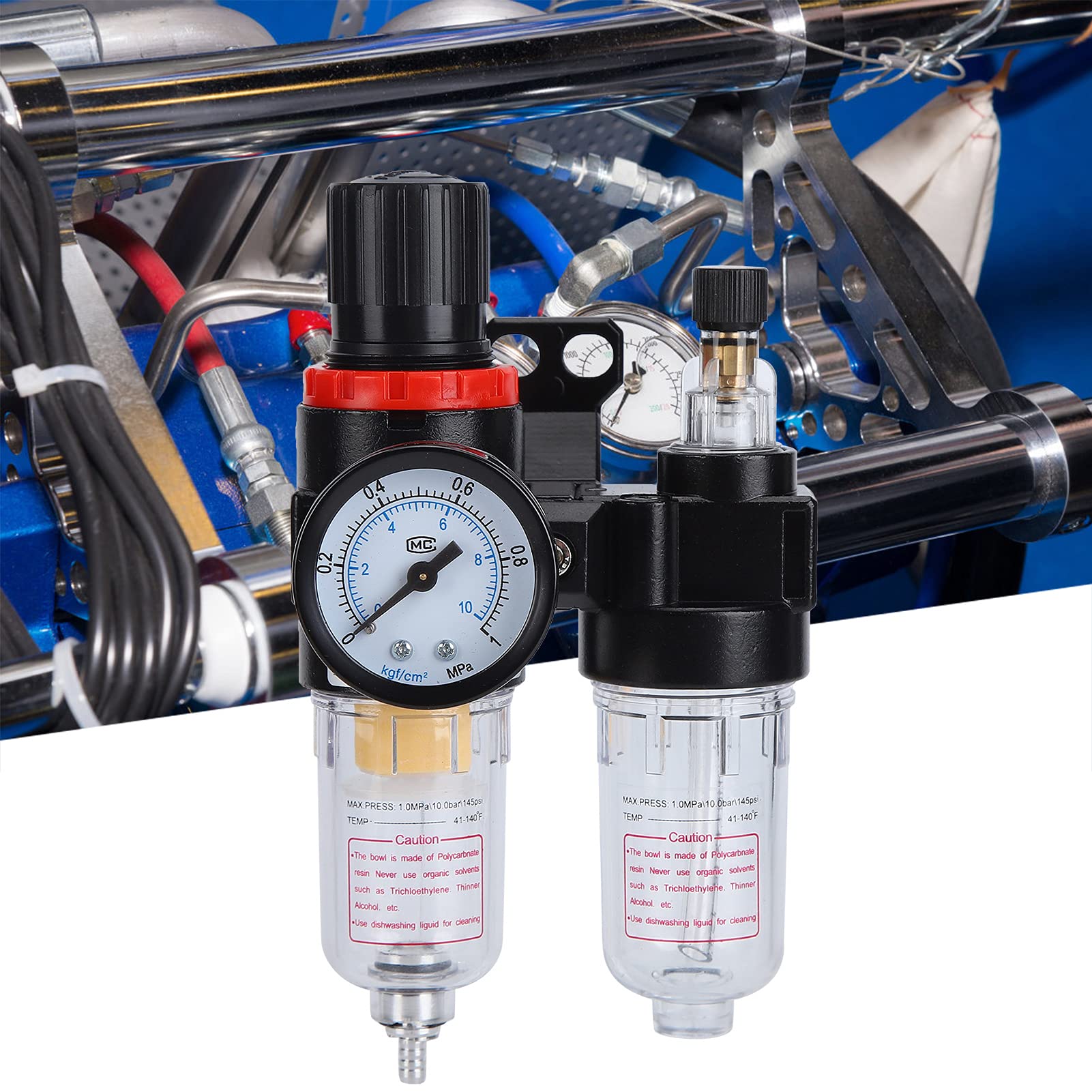 1-calowy NPT Filtr Regulator ciśnienia filtra powietrza Wodna pułapka pułapka pułapka, filtr sprężarki narzędzi powietrza z miernikiem, AC5010-10M