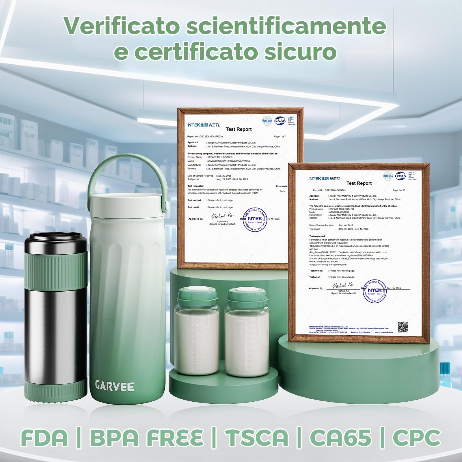 Refrigeratore Portatile per Latte Materno, Raffreddamento Totale a 360° per 24 Ore, Grande Refrigeratore da Viaggio, con 2 Biberon e Contenitori per Conservare il Latte Materno