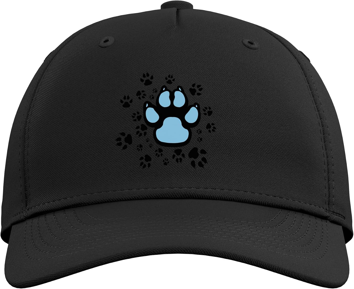 Light Blue Aqua Dog Paw Print Aesthetic Graphic with Claws Adjustable Baseball Hat image 2
