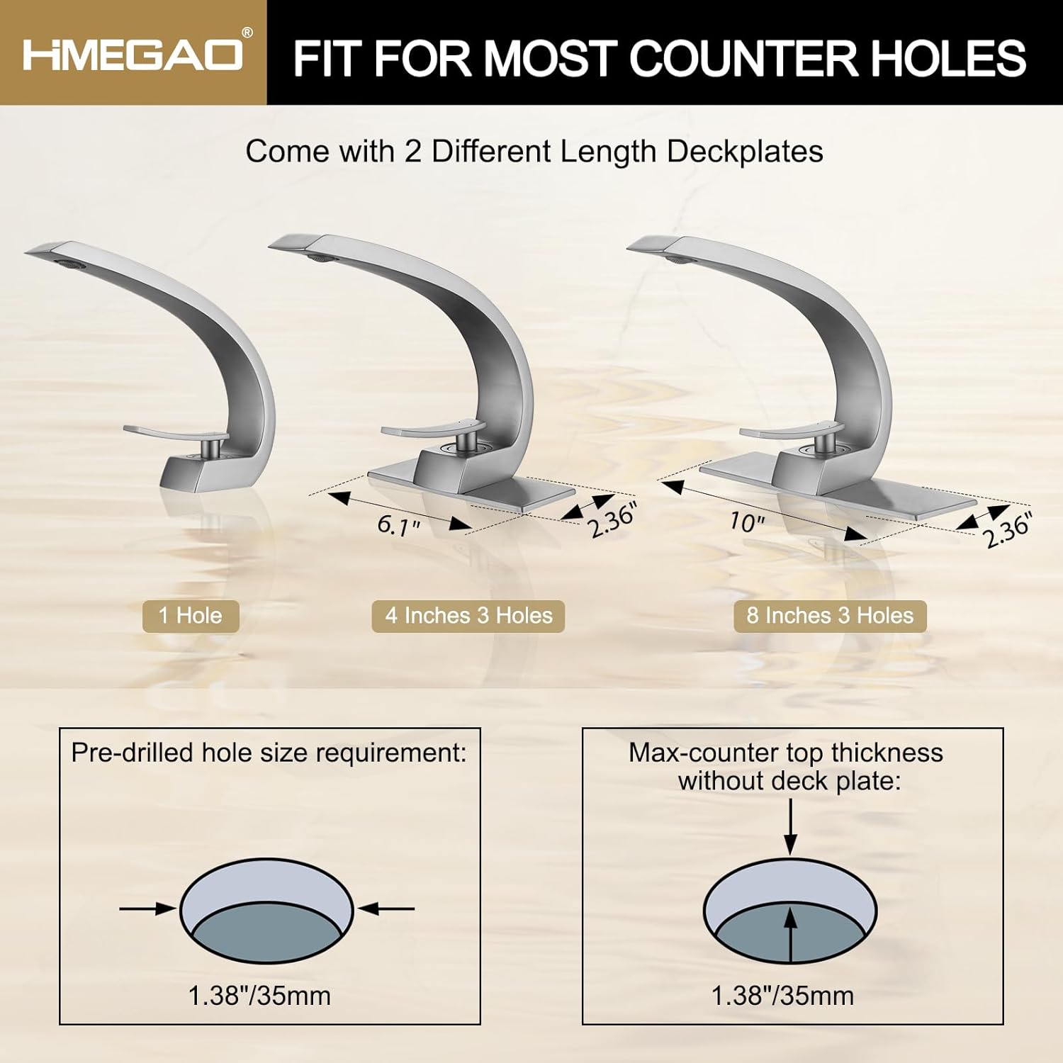 Brushed Nickel Bathroom Faucet,Modern Single Hole Bathroom Faucet,High Arc Brass Bathroom Sink Faucet with 1 Hole 3 Hole Mount 6-Inch 10-Inch Deckplate,Pop Up Overflow Drain Assembly Included
