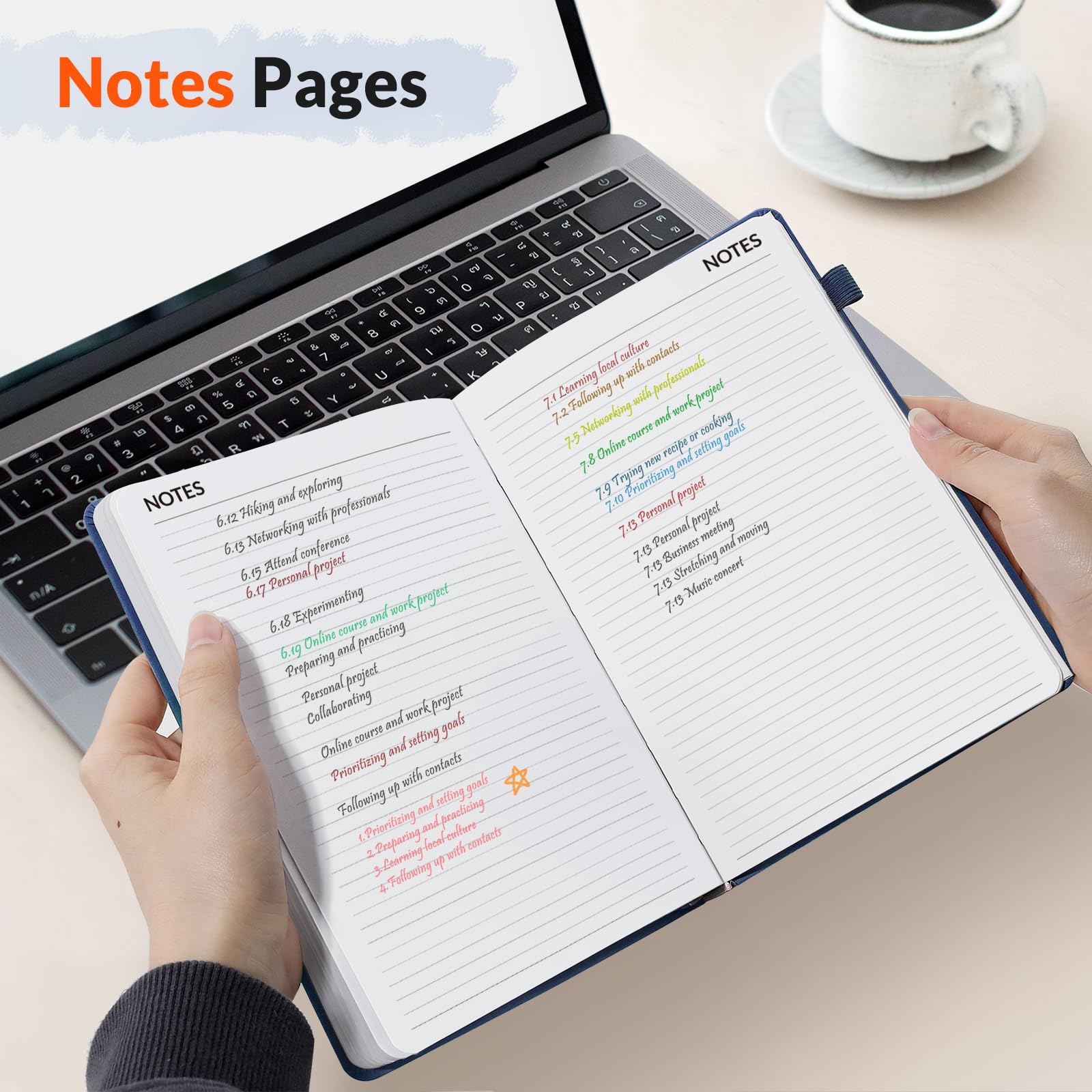 SUNEE Agenda settimanale e mensile 2026-2027, con copertina rigida, 14 x 21,1 cm, 12 mesi (luglio 2026 - giugno 2027), calendario accademico piccolo, tascabile, appunti, carta da 100 g/m², blu scuro