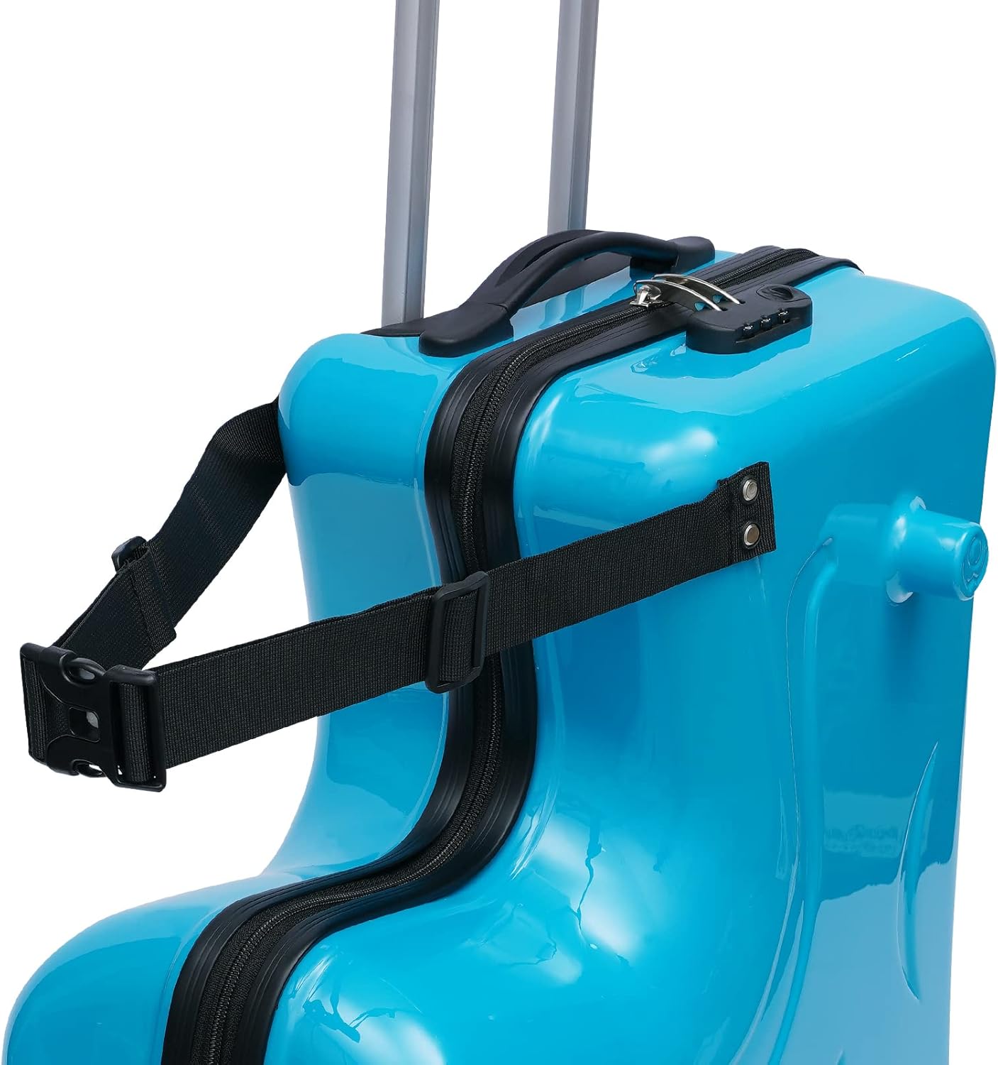 20" Kid's Ride-on Travel Suitcase, Protable Children's Ride On Trolley, Carry On Luggage Boys Girls Travel Suitcase Password Lock,Children's Ride On Trolley Luggage for Gift Blue