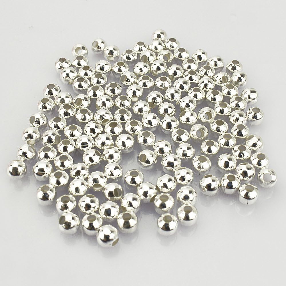 LolliBeads (R) Silver Plated Smooth Round Metal Beads 6 mm 300 Pcs, Silver 300 Pcs 6mm