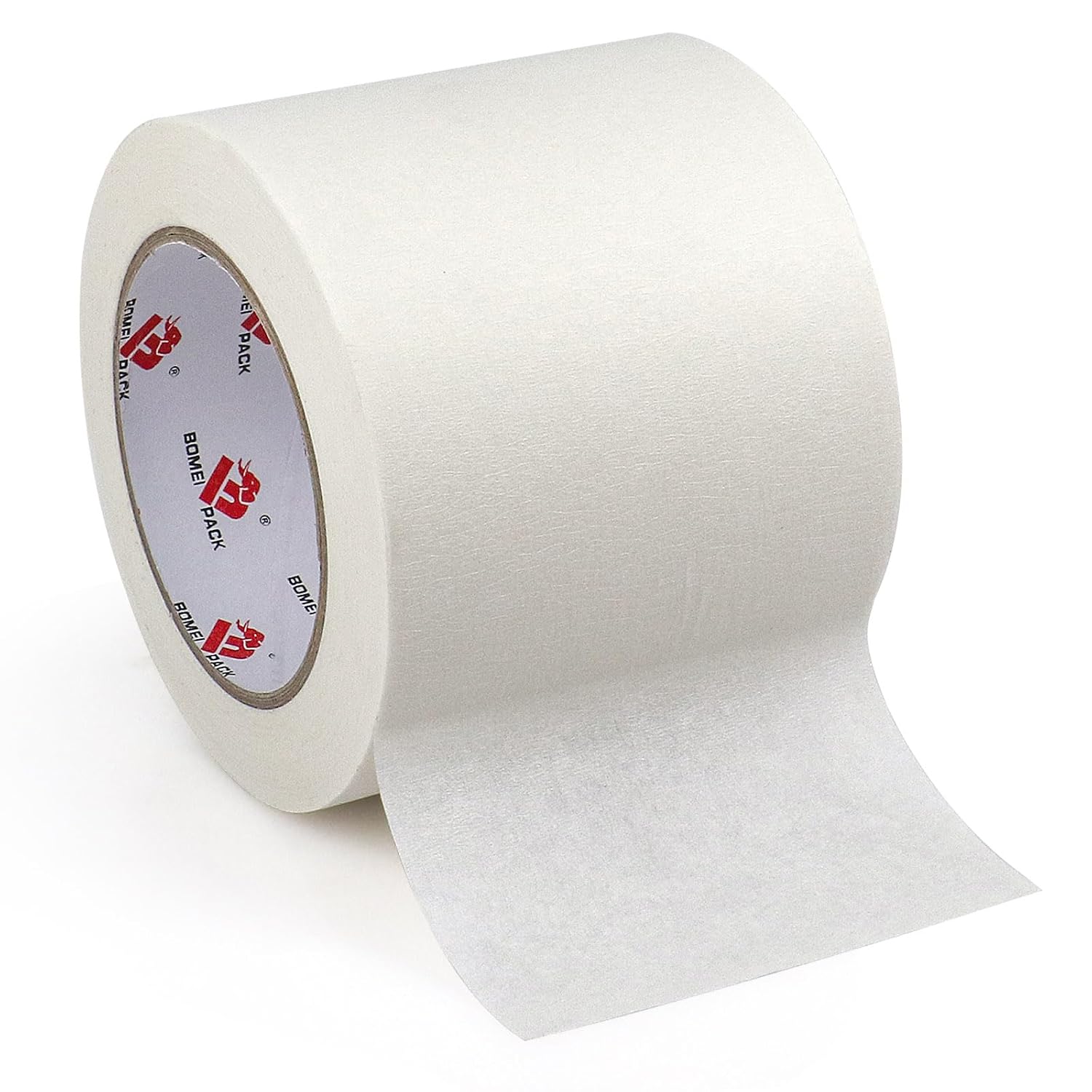 BOMEI PACK 4 inch White Masking Tape, Paint Masking Paper, 55 yds Length x 4" Width, Multi-Surface Adhesive Painting Tape, for Painting, DIY, Arts, Crafts, Labeling
