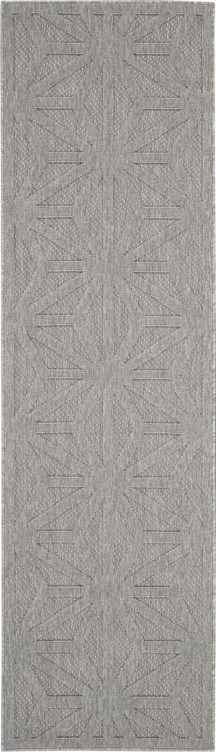Nourison Palamos Indoor/Outdoor Light Grey 2'2 x 7'6 Area Rug, Easy Cleaning, Non Shedding, Bed Room, Living Room, Dining Room, Backyard, Deck, Patio (2x8)