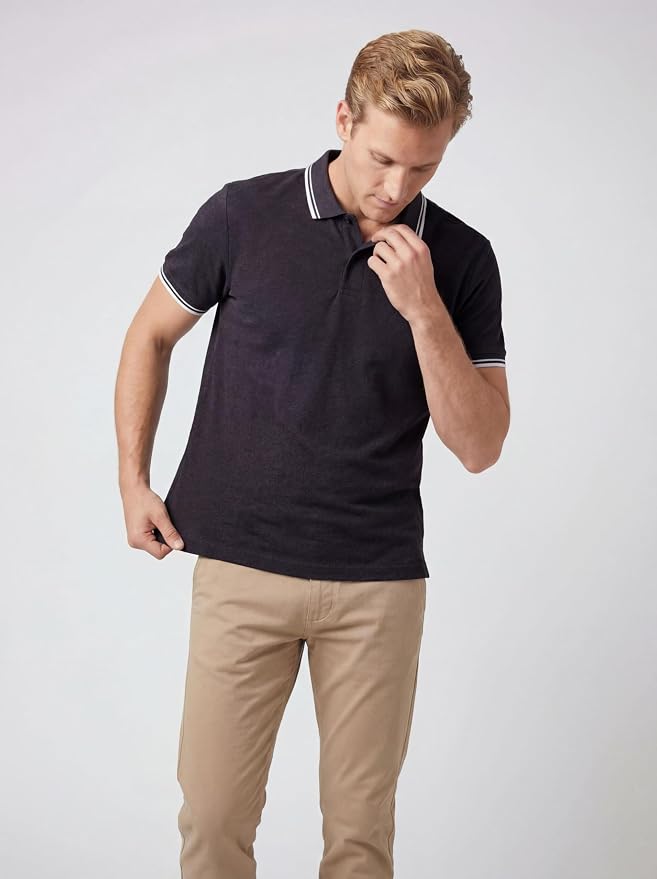 Polo clásico de algodón para hombre, manga corta, regular fit miniatura 4
