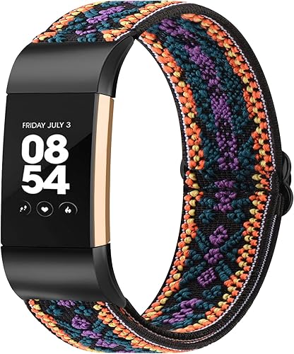 Oumida Correa elástica de nailon solo compatible con Fitbit Charge 2 bandas para mujeres y hombres, correas deportivas trenzadas suaves ajustables y