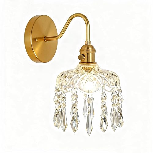 Elegant Crystal Wall Sconce Gold French Brass Vintage Wall Light