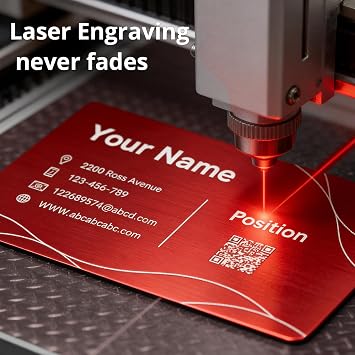 Custom Metal Business Cards,Laser Engraved Logo Text QR Code for Promotion | 20-500 Personalized 0.5mm Double-Side Aluminium Business Card Bulk,Customized Waterproof VIP Card for Brand Company Corporate