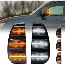 LED Tow Side Mirror Turn Signal Lights Compatible with Tundra 2007-2021, Amber Dynmaic Sequential Blinker Turn Signal Lamp, White Daytime Running Parking Lights Smoke lens