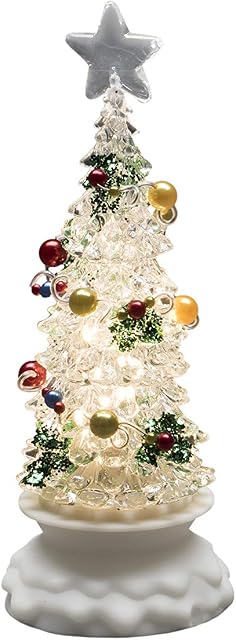 Konstsmide Lights LED Small Spinning Christmas Tree Bauble Decorations/Indoor Use (IP20)/5 Hour Optional Timer/Battery Operated: 3xAA 1.5V (excl.)/3 Warm White Diodes, Acrylic