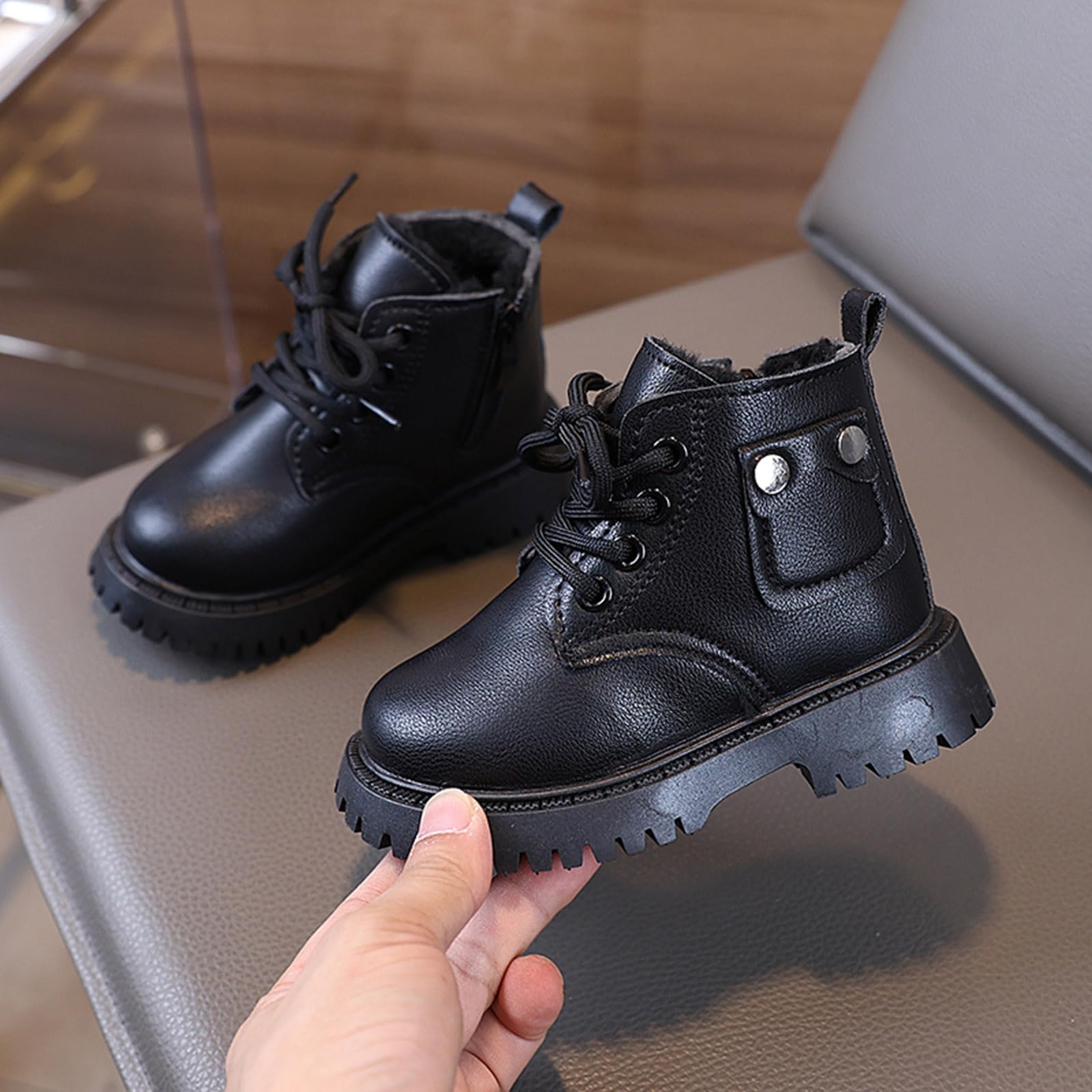Générique Bambini Stivali per Ragazze Scarpe in Cotone alla Moda per Bambini, Stivaletti Caldi Imbottiti in Cotone con Cerniera laterale Ragazze Scarpe da equitazione Tendenza Occidentale