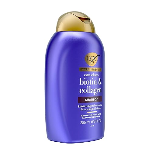 Miniatura 4 de OGX Champú voluminizador extra fuerte de biotina y colágeno grueso y completo con vitamina B7 y proteína de trigo hidrolizada para cabello fino