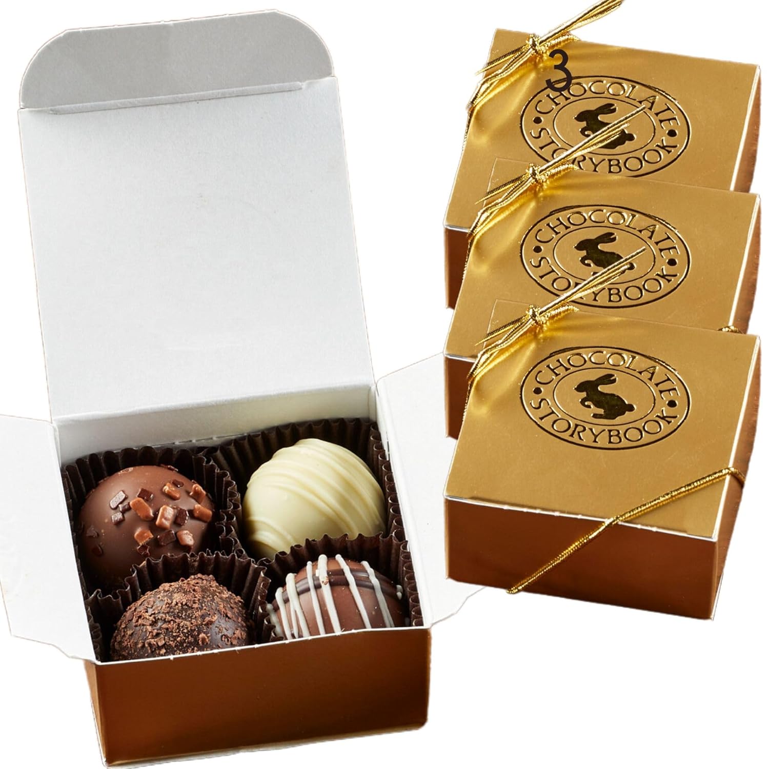 4pc Gold Chocolate Truffle Assortment (50 Boxes) - Perfect for Events, Weddings, Client & Employee Gifts